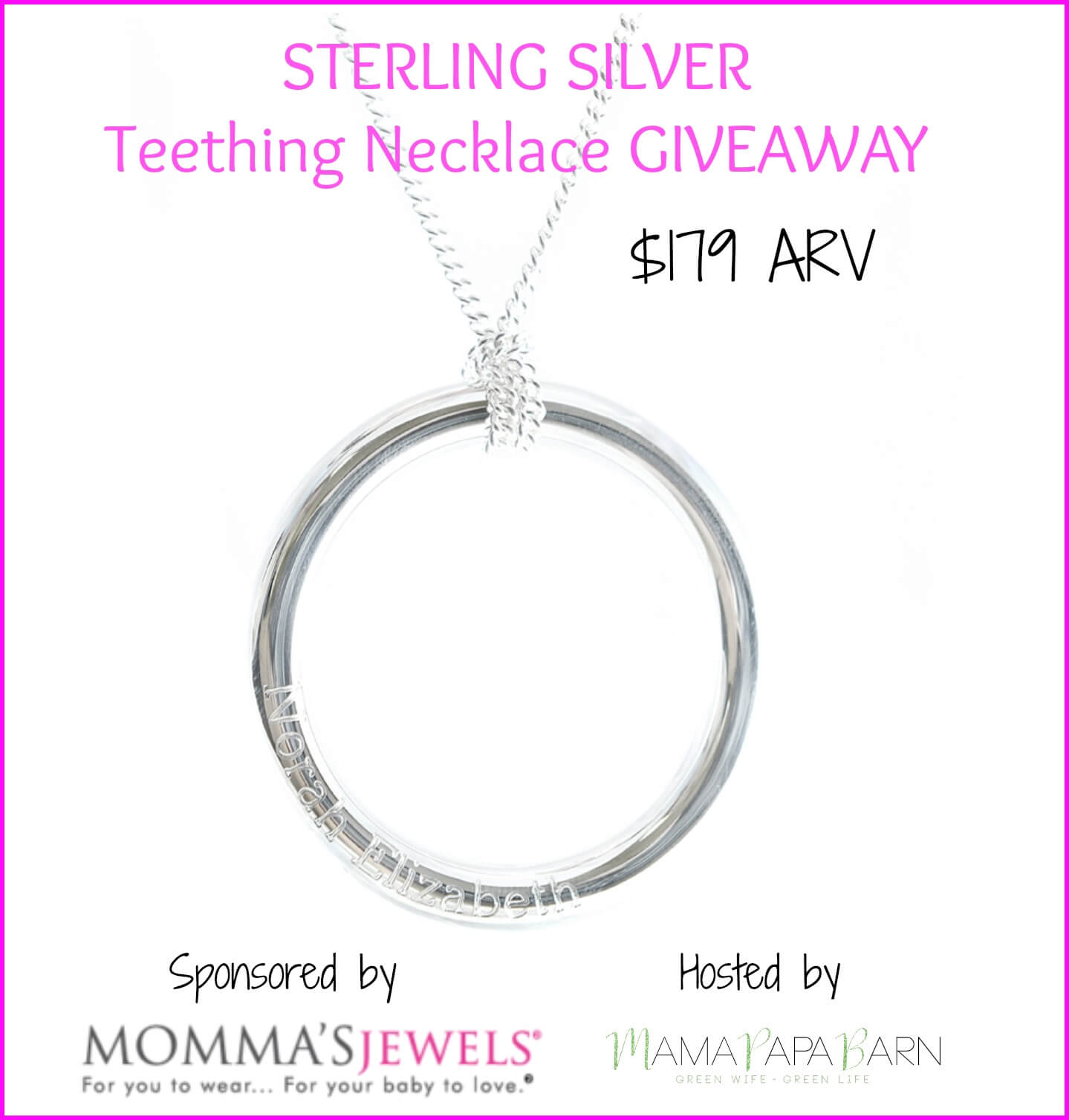 $179 Sterling Silver Teething Necklace Giveaway